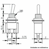 Mini Interruptor de Palanca 2 Posiciones ON OFF ON Modelo MTS-102