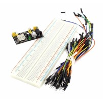 Pack Caja Protoboard MB102 830p + Cables Macho 65pcs + Mini Fuente 5V 3.3V