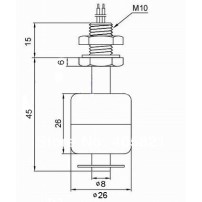 Sensor Metálico Inox Flotante de Nivel Vertical para Líquidos Magnético ON/OFF