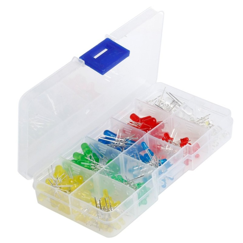 Pack 200 LEDs de Colores 5mm y 3mm con Caja Organizadora