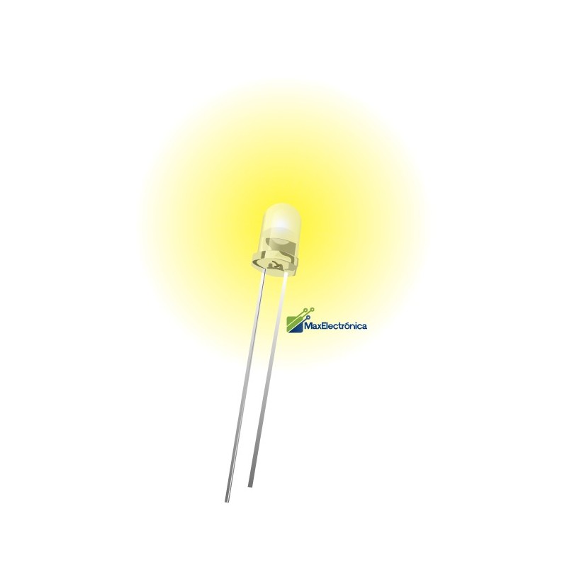 50 LEDs Ultrabrillantes Amarillo Ambar 5mm + 50 Resistencias 1/4W