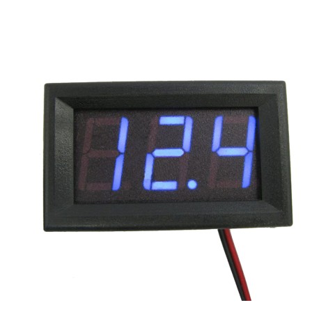 Voltímetro de Panel LED Azul para Chasis con Rango 0-30 VDC