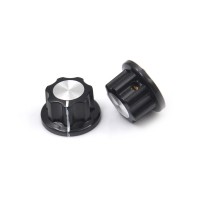 Perilla MF-A01 16mm Negra Plateada para Potenciómetro Encoder Rotatorio