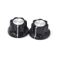 Perilla MF-A01 16mm Negra Plateada para Potenciómetro Encoder Rotatorio