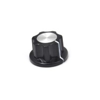 Perilla MF-A01 16mm Negra Plateada para Potenciómetro Encoder Rotatorio