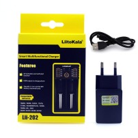 Cargador Dual para Baterias 3.7V 18650 LiitoKala Modelo Lii-202 con Transfomador 5V 2A