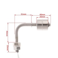 Sensor Metálico Inox Flotante de Nivel 90° Recto para Líquidos Magnético ON/OFF