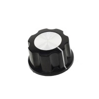 Perilla MF-A03 21mm Negra Plateada para Potenciómetro Encoder Rotatorio