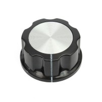 Perilla MF-A04 26mm Negra Plateada para Potenciómetro Encoder Rotatorio