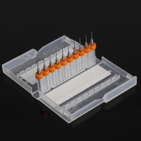 Caja de 10 Brocas para PCB Medida 0.8mm Vástago 3.175mm 1/8'