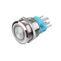 Pulsador 22mm 7A Metálico con Anillo Indicador de Luz LED 250V Colores