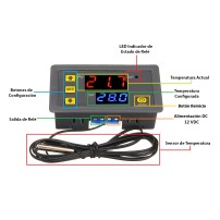 W3230 Interruptor Termostato Controlador de Temperatura 12V ON OFF -55 a 120°C