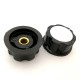 Perilla MF-A04 26mm Negra Plateada para Potenciómetro Encoder Rotatorio