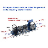 Módulo Convertidor Step-Down DC-DC Fuente Regulable XL7015 5-80V 800mA