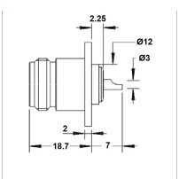 Conector para Panel o Chasis Tipo N Hembra RF Coaxial 25x25mm