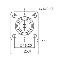 Conector para Panel o Chasis Tipo N Hembra RF Coaxial 25x25mm