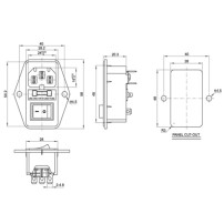 Zócalo Fuente de Poder Conector C14 con Porta Fusible e Interrutor 3 Pines