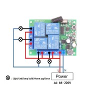 Módulo RF de 4 Relés 4CH con Control Remoto Alimentación 85 - 250VAC