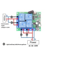 Módulo RF de 4 Relés 4CH con Control Remoto Alimentación 85 - 250VAC