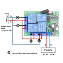 Módulo RF de 4 Relés 4CH con Control Remoto Alimentación 85 - 250VAC