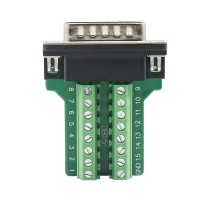 Conector Terminal D-Sub DB15 Puerto Serie Macho con Borneras