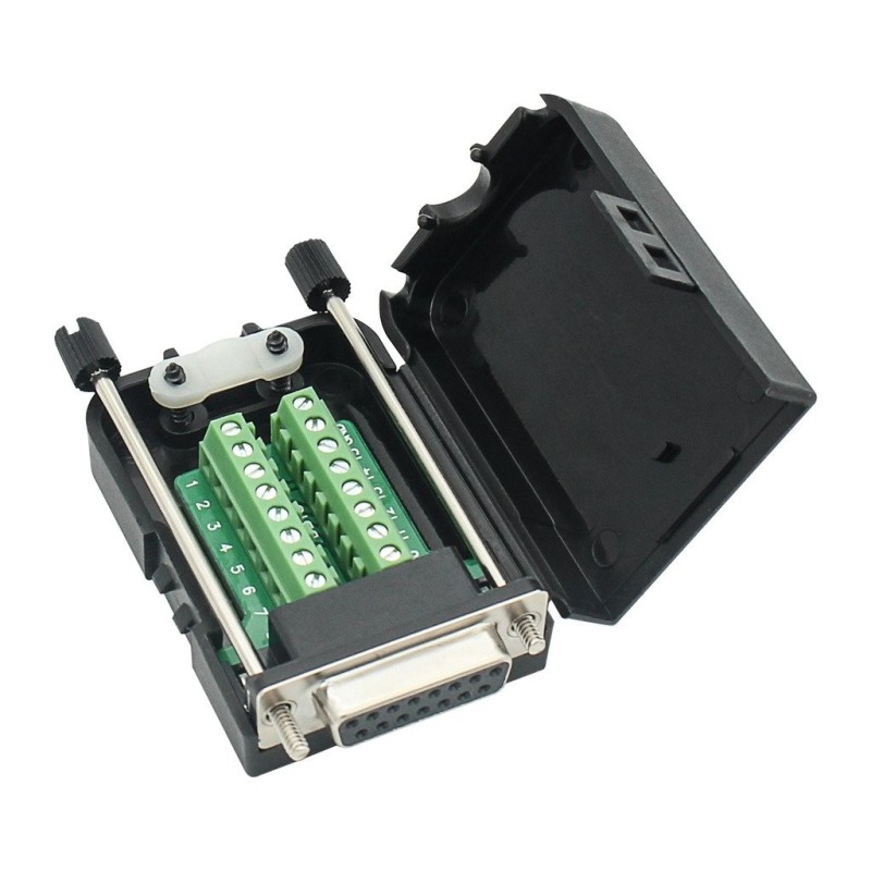 Conector Terminal D-Sub DB15 Puerto Serie Hembra con Borneras