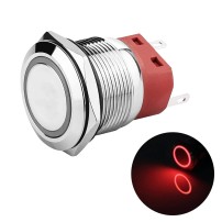 Pulsador 22mm 250V 5A Metálico con Anillo Indicador de Luz LED 9-24V Colores