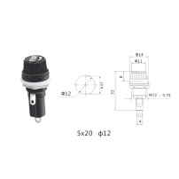 Porta Fusible BLX-3 para Panel 12mm Compatible con Fusible de 5x20mm