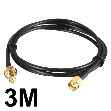 Cable Extensor Pigtail RP-SMA Coaxial Antena Macho Hembra Largo 3M