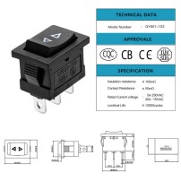 Pulsador Momentáneo ON-OFF-ON 3 Posiciones para Chasis QY601-103 15x21mm