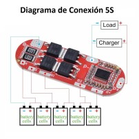 Módulo Cargador Protector BMS 5S 25A 5 Baterías de Litio 18650