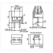 Módulo Terminal Borneras Tipo Bloque Modelo KF350 2P 3.5mm