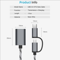 Cable 2 en 1 Micro USB 3.0 USB C a USB Hembra Tipo A