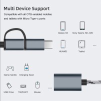 Cable 2 en 1 Micro USB 3.0 USB C a USB Hembra Tipo A