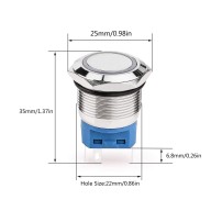 Interruptor 22mm 250V 5A Metálico con Anillo Indicador de Luz LED 250V Colores