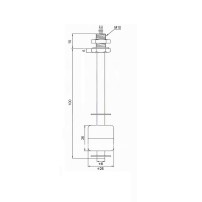 Sensor Metálico Inox Flotante de Nivel Vertical Magnético ON/OFF Largo 100mm