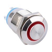 Pulsador 12mm Metálico con Anillo LED 12-24V Colores