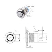 Pulsador 12mm Metálico con Anillo LED 12-24V Colores