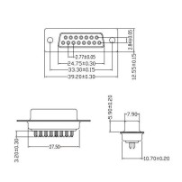 Conector Terminal D-Sub DB15 Puerto Serie Hembra con Cubierta