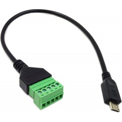 Cable Micro USB Macho con Conector de Tornillo 5 Pines Largo 30cm
