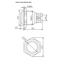 Pulsador 16mm Metálico de 2 Contactos 2P Protección IP65 con Bornes