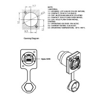 Conector RJ45 Hembra IP65 Impermeable para Panel Modelo A1018