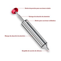 Extractor de Soldadura Metálico Aluminio Tipo Lápiz Punta de Silicona