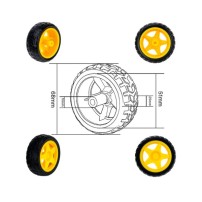 Rueda de Goma Plástica y Polímetro Diámetro 68mm para Robótica