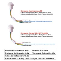 Sensor de Movimiento Detección para Montaje 20mm 100-250VAC 40W