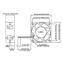 Ventilador Multipropósito 12VDC 0.23A Modelo ACP06025S12M 3P 60x60x25mm 3200 RPM