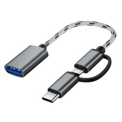Cable 2 en 1 Micro USB 3.0 USB C a USB Hembra Tipo A