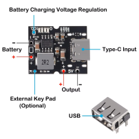 Módulo Conversor Step Up 5V 2A Cargador 3.7V Indicador Carga USB C USB Tipo A