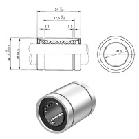 Rodamiento Lineal 8mm Modelo LM8UU