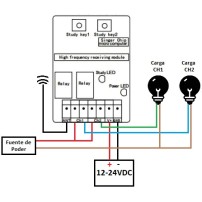 Módulo RF 433MHz Control Remoto 2CH 12V-24V Soporta Fixed/Rolling Code